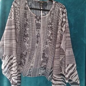 Style & Co. Black and White Patterned Blouse